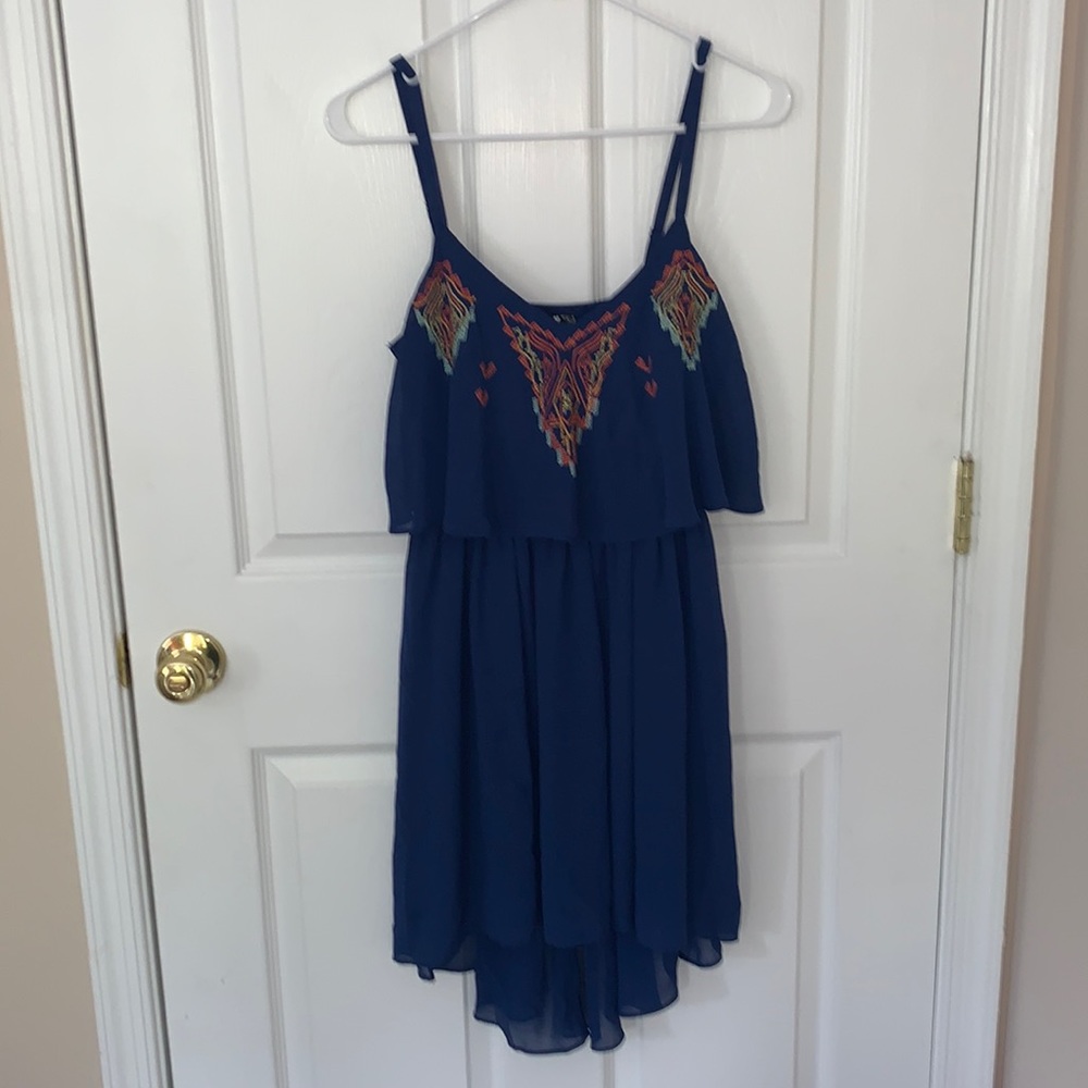 Navy Dress with embroidery